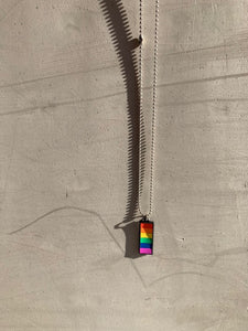 Rectangle Rainbow Rubber Chain Necklace