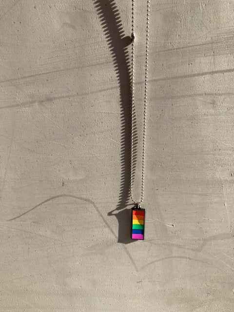 Rectangle Rainbow Rubber Chain Necklace